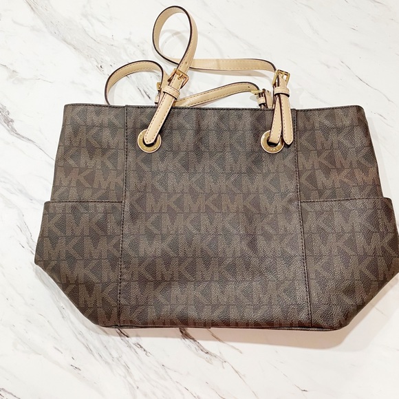 Brown and Tan Michael Kors Tote Purse - Picture 10 of 11